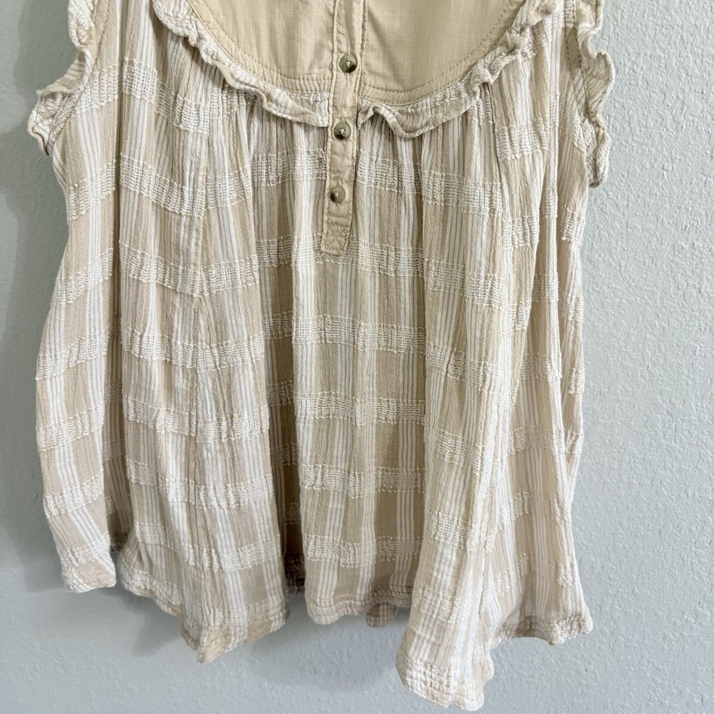 Pilcro Anthropologie Textured Babydoll Tunic Top Large Ruffle Cottagecore Boho - Picture 5 of 14